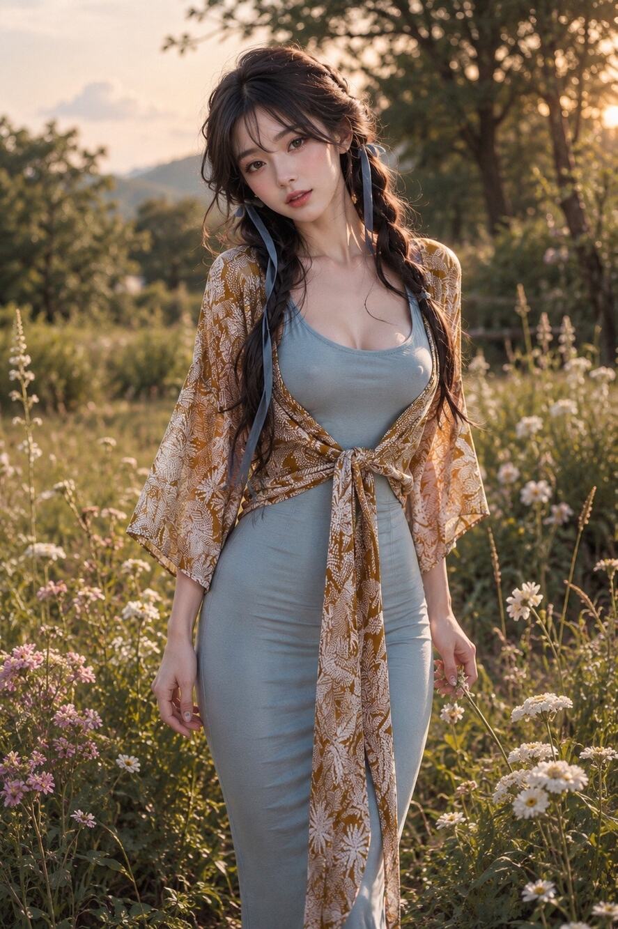 Sun-Kissed Fernlight Golden flowy kimono slv cropped tie front wrap cardigan